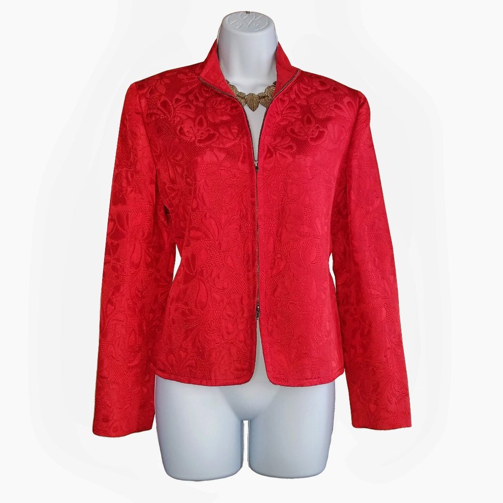 Marshall Field's Front Zip Jacquard Jacket